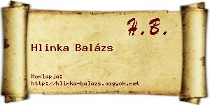 Hlinka Balázs névjegykártya